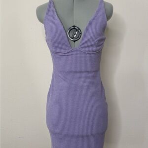 Astr Lavender Ribbed Mini Dress